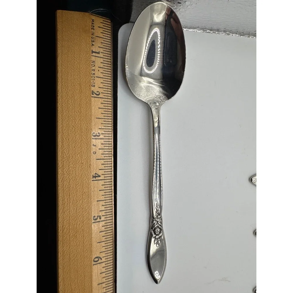 Oneida Community Stainless Spring Rose Teaspoons Set of 4 Glossy Floral 6in
